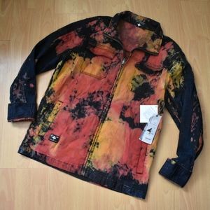 Super rare Lrg red black tiedye denim jacket M